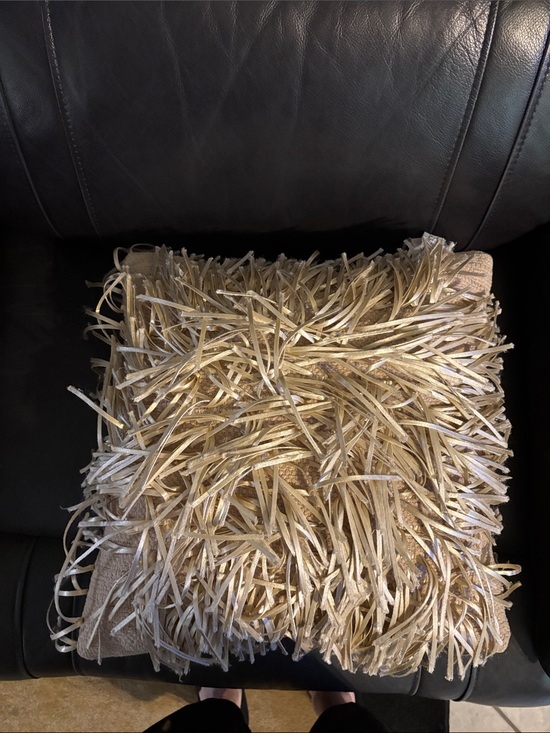 At Home Other - Shag Textured Metallic Gold Accent Pillow - Home Accents